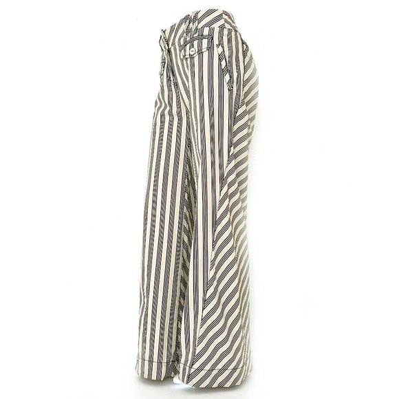 Anthropologie Pants - Anthropologie Ett twa Cream Navy Stripes Cotton Mid Rise Wide Leg Pants